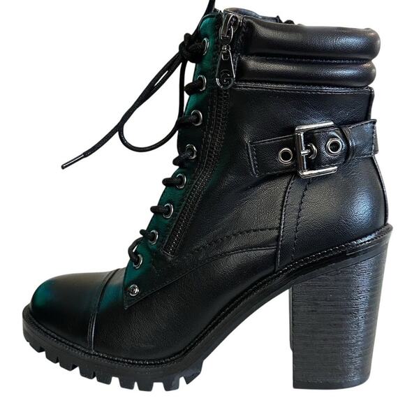 GBG Guess Women's Jayden Black Combat Boots Size 8.5 Ankle Chunky Heel - Picture 5 of 10